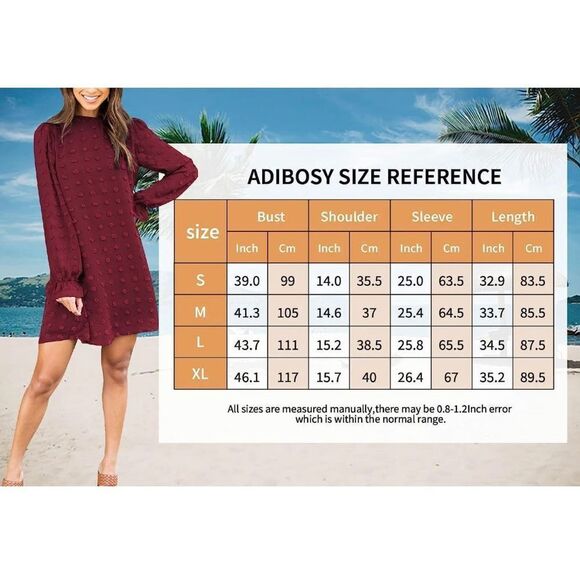 NEW Swiss Dot Mini Dresses Loose Chiffon Short Dress L - Picture 3 of 5